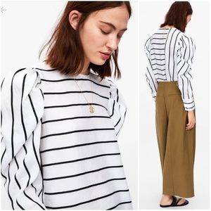 Zara striped balloon/ puff sleeve bloggers fav top